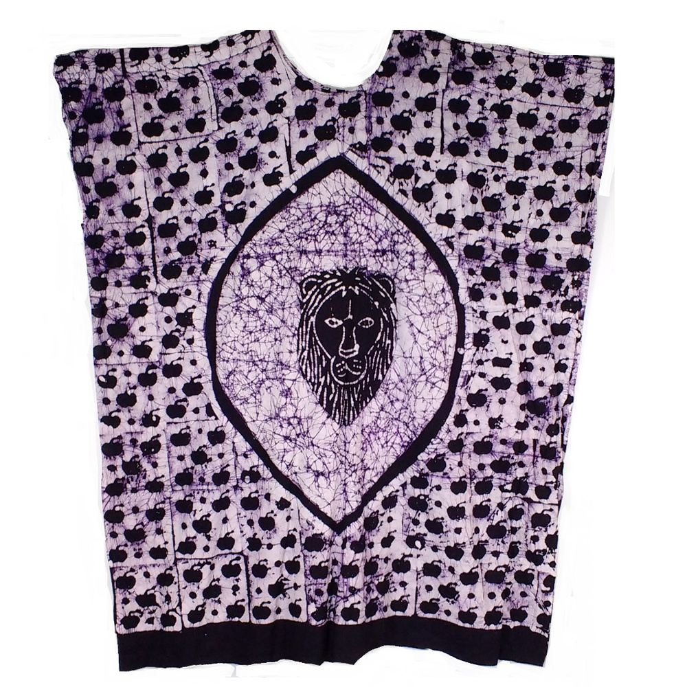 Purple Lion Caftan, Heavy Cotton, Plus Size